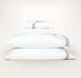 Percale Hemmed Sheet Set - White/Shore Banded