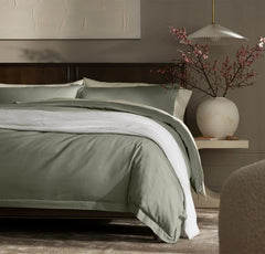 Percale Hemmed Duvet Set - Sageleaf
