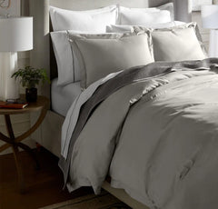 Percale Hemmed Duvet Set - Pewter