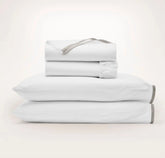 Percale Embellished Sheet Set - White/Pewter Framed