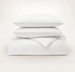 Waffle Duvet Set - White Dobby Stripe
