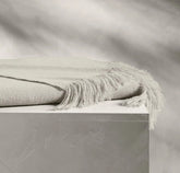 Alpaca Pin Check Oversized Throw Blanket - Ivory/Pewter