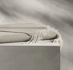 Alpaca Lattice Oversized Throw Blanket - Oak/Ivory