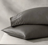 Reserve Embellished Pillowcase Set - Stone/Stone Embroidered Lattice