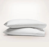 Percale Hemmed Pillowcase Set - White/Pewter Simple Stripe