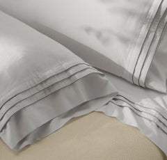 Signature Hemmed Pillowcase Set - White/Shore Triple Framed
