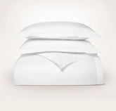 Percale Hemmed Duvet Set - White
