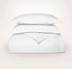 Percale Hemmed Duvet Set - White