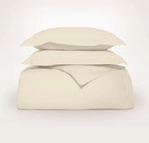 Percale Hemmed Duvet Set - Natural