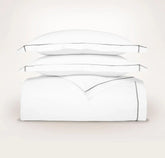Signature Embellished Duvet Set - White/Stone Embroidered