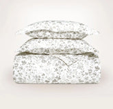 Signature Hemmed Duvet Set - Pewter Botanical