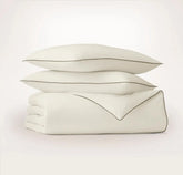 Signature Embellished Duvet Set - Cream/Deep Walnut Piped Edge