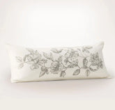 Etched Peony Pillow Cover - Cream/Pewter
