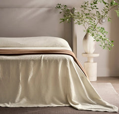 Dappled Vela Grand Coverlet - Cream