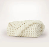 Grand Waffle Merino Wool Throw Blanket - Cream