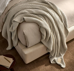 Sunday Knit Throw Blanket - Heathered Oatmeal/Heathered Pewter