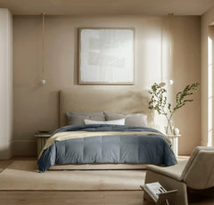 Percale Quilted Down Comforter - Bluestone