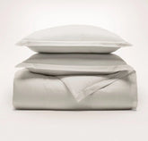 Signature Hemmed Duvet Set - White/Pewter Delicate Stripe