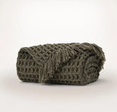 Grand Waffle Merino Wool Throw Blanket - Pine