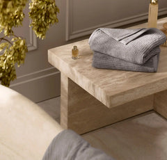 Turkish Ribbed Hand Towels (Pair) - Stone