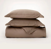 Percale Hemmed Duvet Set - Walnut
