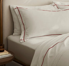 Signature Embellished Duvet Set - White/Cranberry Embroidered