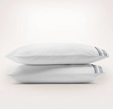 Signature Embellished Pillowcase Set - White/Mineral Ladder Stitch