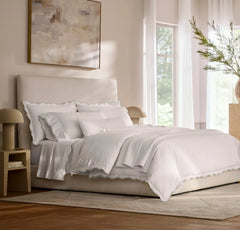 Signature Embellished Sheet Set - White/Mist Curved Edge
