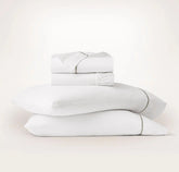 Signature Embellished Sheet Set - White/Oak Embroidered