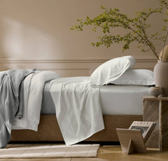 Percale Hemmed Pillowcase Set - White/Oak Simple Stripe