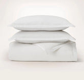 Signature Hemmed Duvet Set - White/Oak Delicate Stripe
