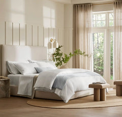 Signature Embellished Duvet Set - White/Shore Piped Edge