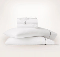 Signature Embellished Sheet Set - White/Stone Embroidered