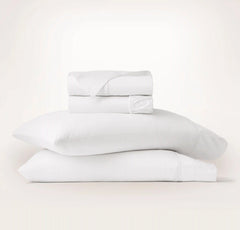 Signature Embellished Sheet Set - White/White Embroidered