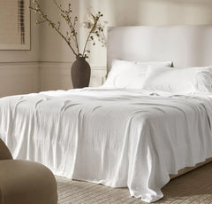Modern Crochet Bed Blanket - White