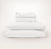 Signature Embellished Sheet Set - White/Shore Piped Edge