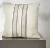 Alpaca Equestrian Stripe Pillow Cover (22x22) - Cream/Twig/Fog