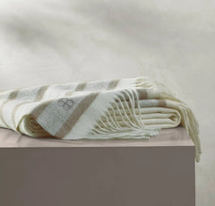 Alpaca Equestrian Stripe Throw Blanket - Cream/Twig/Fog