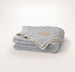 Basketweave Knit Throw Blanket - Shore/Sand