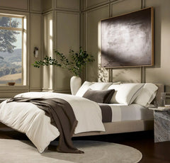 Signature Embellished Duvet Set - Cream/Deep Walnut Piped Edge