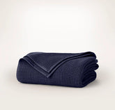 Waffle Bed Blanket - Coastal Navy