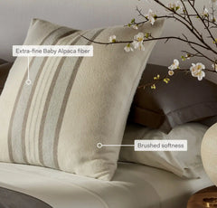 Alpaca Equestrian Stripe Pillow Cover (22x22) - Cream/Twig/Fog