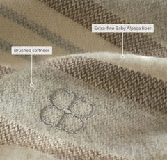 Alpaca Equestrian Stripe Throw Blanket - Cream/Twig/Fog