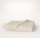 Aran Knit Throw Blanket - Cream