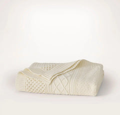 Aran Knit Throw Blanket - Cream