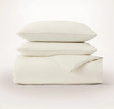 Percale Embellished Duvet Set - Cream/Cream Piped Edge