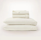 Percale Embellished Sheet Set - Cream/Cream Piped Edge