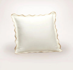 Percale Embellished Sham - Cream/Sand Curved Edge