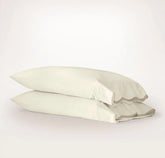 Percale Embellished Pillowcase Set - Cream/Sand Curved Edge