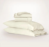 Percale Embellished Sheet Set - Cream/Sand Curved Edge